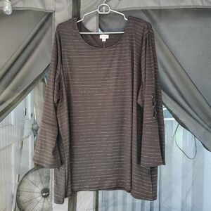 Avenue Silver and Black Relaxed 3/4 Sleeve Tunic
